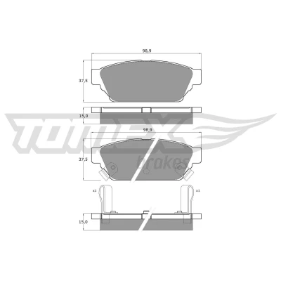 Bilde av TOMEX brakes TX 11 55 Bremseklosser bakaksel med akustisk slitasjevarsel MITSUBISHI: Lancer 6 Limousine, Carisma Sedan, Stasjonsvogn