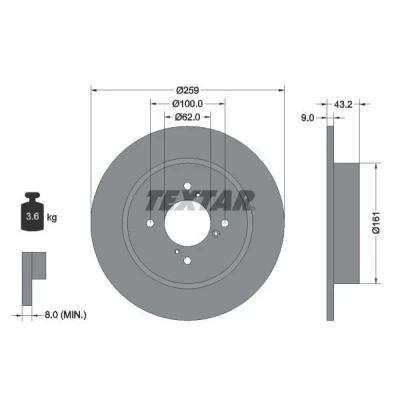 Bilde av TEXTAR PRO 92231403 Bremseskiver 259 9 04/07 100 fullt ut belagt uten hjulfestebolt, hjulnav SUZUKI: SWIFT 4