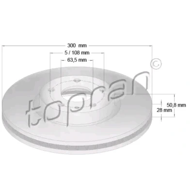 Bilde av TOPRAN 304 854 Bremseskiver framaksel 300 28 5 108 ventilert belagt COATED FORD: Mondeo Kombi,