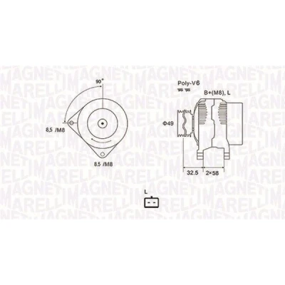 Bilde av MAGNETI MARELLI 063731627010 Dynamo 12V 125A OPEL: Vivaro A Van, Flatvogn lastebil / Chassis, RENAULT: TRAFIC 2 Bus, MEGANE Kombi