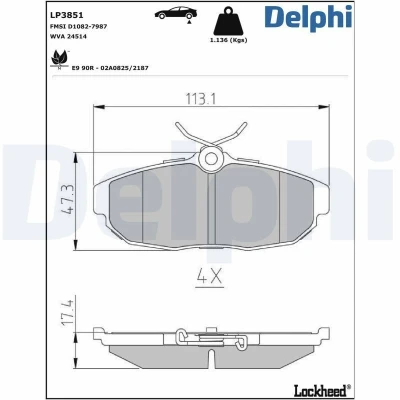 Bilde av Bremseklosser sett DELPHI LP3851