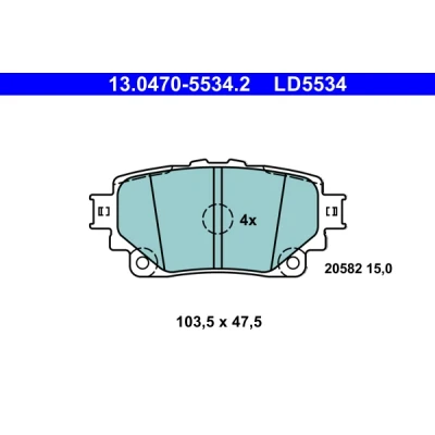 Bilde av ATE 13.0470 5534.2 Bremseklosser ikke klargjort for slitasjeindikator, ekskl. slitasjevarselkontakt TOYOTA: RAV4 V