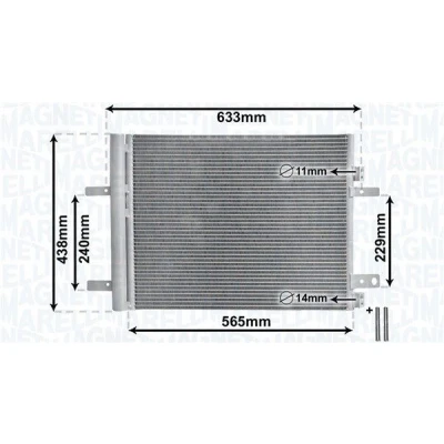 Bilde av MAGNETI MARELLI 350203862000 Kondensator med tørker 545x412,2x12 412,2mm 545mm 12mm PEUGEOT: 308 SW 2, Expert III Van, CITROËN: Jumpy Van
