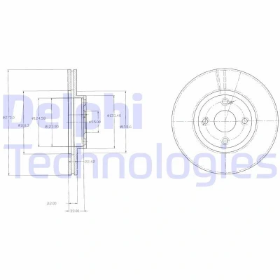Bilde av DELPHI BG3966 Bremseskiver 270 22 4 ventilert oljet ubehandlet uten hjullager, ABS sensorring MAZDA: MX 5 2