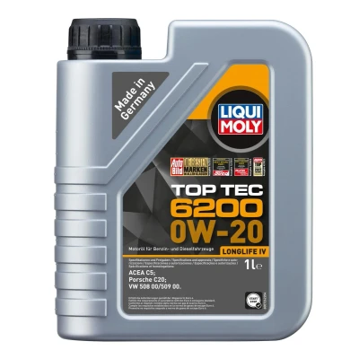 Bilde av Liqui Moly Top Tec 6200 0W 20 1l Motorolje 20787 AUDI: A3 Sportback, A6 C7 Avant, Sedan, VOLKSWAGEN: Golf 7, Passat B8 Variant, Polo V Hatchback