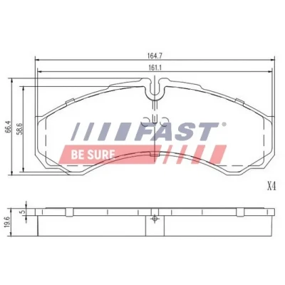 Bilde av FAST FT29121 Bremseklosser bakaksel klargjort for slitasjeindikator IVECO: Daily 4 Kasten/Kombi, 6 , V Varebil / Stasjonsvogn