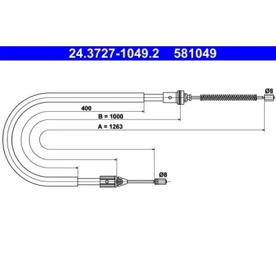 Bilde av ATE 24.3727 1049.2 Bremsekabel 1263 RENAULT: CLIO 2
