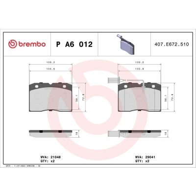 Bilde av BREMBO P A6 012 Bremseklosser inkl. slitasjevarselkontakt uten tilbehør IVECO: DAILY 2 Bus