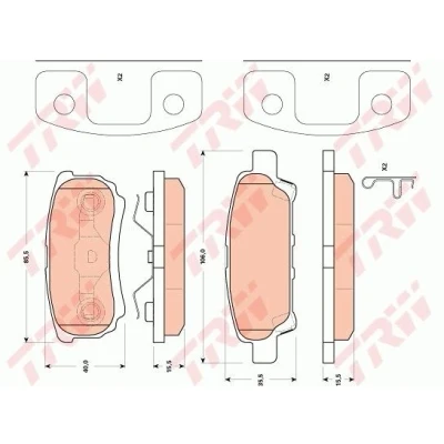Bilde av TRW GDB4143 Bremseklosser ikke klargjort for slitasjeindikator med tilbehør JEEP: Patriot, Compass, DODGE: Avenger Sedan, Caliber