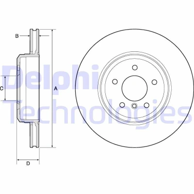 Bilde av DELPHI BG4753C Bremseskiver 345 24 5 ventilert belagt høy karbon uten hjullager, ABS sensorring BMW: Touring, Sedan