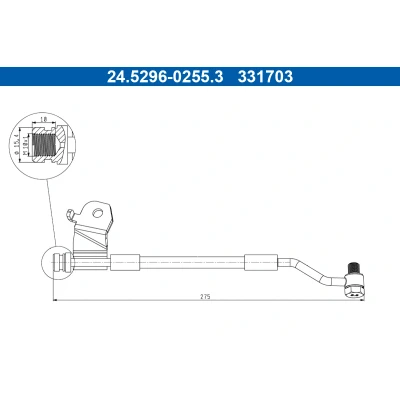 Bilde av ATE 24.5296 0255.3 Bremseslange 275 M10x1 HYUNDAI: i20 I Hatchback