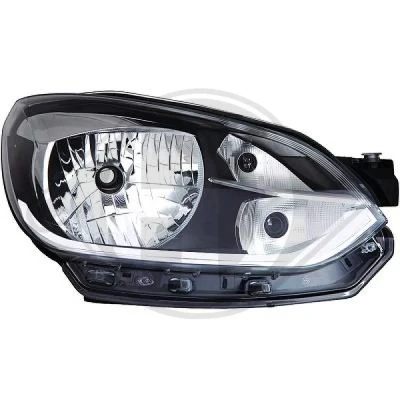 Bilde av DIEDERICHS 2236980 Frontlykter høyre H4 Halogen krom for høyrekjøring uten motor høydejustering hovedlys