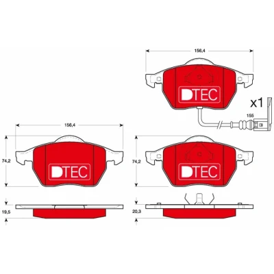 Bilde av TRW DTEC COTEC GDB1403DTE Bremseklosser inkl. slitasjevarselkontakt VOLKSWAGEN: Golf 5, Polo IV Hatchback, 4, AUDI: TT Coupé, A3 Hatchback