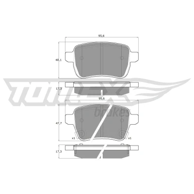 Bilde av TOMEX brakes TX 17 94 Bremseklosser bakaksel OPEL: Corsa E Hatchback, Adam, FIAT: 500L