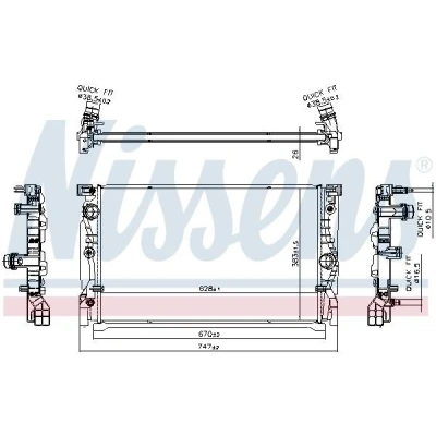 Bilde av NISSENS 606230 Radiator Aluminium 628 383 26 Kjøleribber loddet