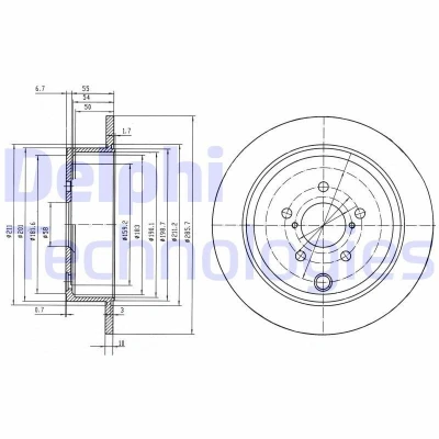 Bilde av DELPHI BG4158 Bremseskiver 286 10 5 fullt ut oljet ubehandlet uten hjullager, ABS sensorring SUBARU: Forester III, Impreza III Hatchback