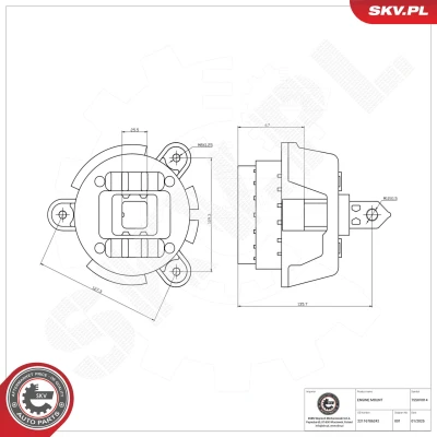 Bilde av Lagring, motor, Høyre Esen skv 75SKV014 bmw 7 [f01, f02, f03, f04] OE 22 11 6 786 242