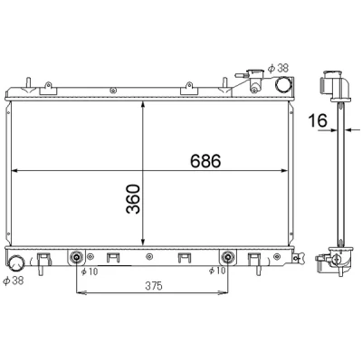 Bilde av MAHLE ORIGINAL CR 1874 000S Radiator 686 360 16 Kjøleribber loddet SUBARU: Forester II