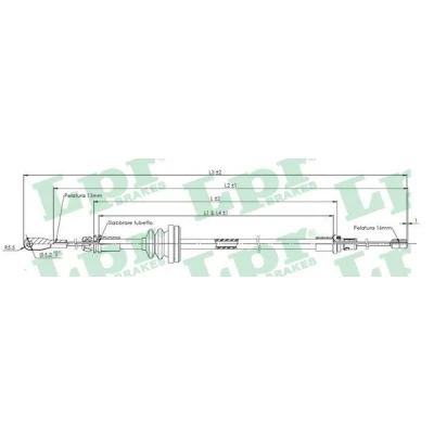Bilde av LPR C0755B Bremsekabel 1185 Skivebrems OPEL: Vivaro A Combi, Van, NISSAN: Primastar Minibuss, RENAULT: TRAFIC 2 Bus