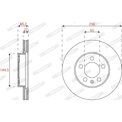 Bilde av FERODO DDF2663C Bremseskiver 256 22 5 100 ventilert belagt uten skruer AUDI: A1 Sportback