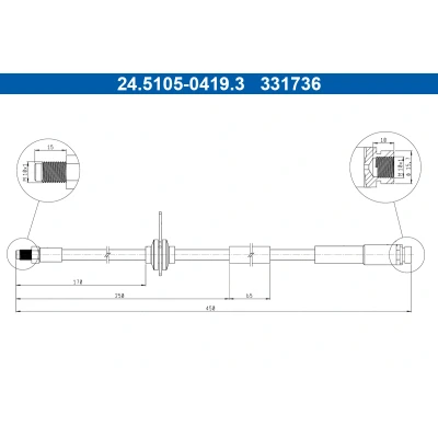 Bilde av ATE 24.5105 0419.3 Bremseslange 450mm M10x1mm FORD: FOCUS 3, 3 Turnier