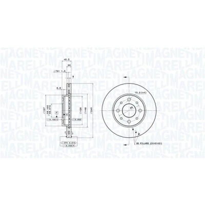 Bilde av MAGNETI MARELLI 360406023700 Bremseskiver 240, 240 20 4 59 innelufting lufting m/dråpeformede vinger med skruer FIAT: 500 Hatchback