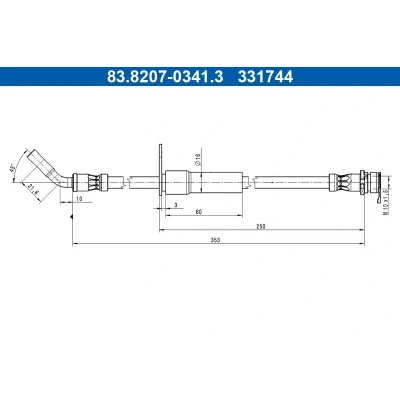 Bilde av ATE 83.8207 0341.3 Bremseslange 353mm M10x1,5mm FORD: Puma SUV 1.0 ST EcoBoost mHEV, EcoBoost, 1.5 EcoBlue,