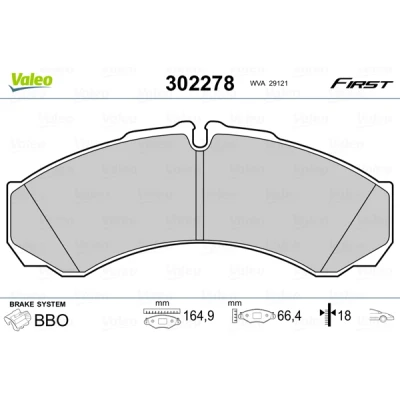 Bilde av VALEO 302278 Bremseklosser framaksel ekskl. slitasjevarselkontakt med antihyle blikk IVECO: DAILY 3 Kasten/Kombi, Bus,