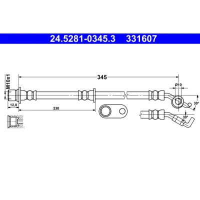 Bilde av ATE 24.5281 0345.3 Bremseslange 345 M10x1 TOYOTA: Auris Stasjonsvogn, Avensis III Hatchback