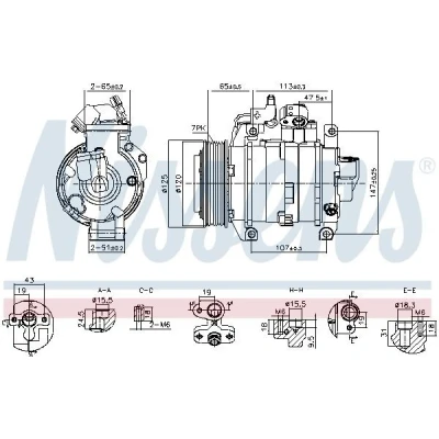 Bilde av NISSENS 891044 Kompressor 10SRE18C 12 PAG 46 R 134a