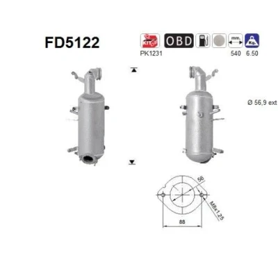 Bilde av AS FD5122 Partikkelfilter Euro 5 Cordierit