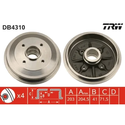 Bilde av TRW DB4310 Bremsetrommel 220 PEUGEOT: 208 I Hatchback, CITROËN: C3 DS3 Hatchback