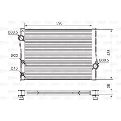 Bilde av VALEO 701549 Radiator Aluminium 438 590 38 uten kjølemiddelregulator Kjøleribber loddet BMW: X5