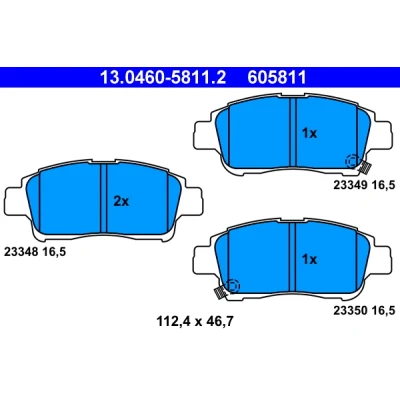 Bilde av ATE 13.0460 5811.2 Bremseklosser med akustisk slitasjevarsel TOYOTA: Yaris I Hatchback
