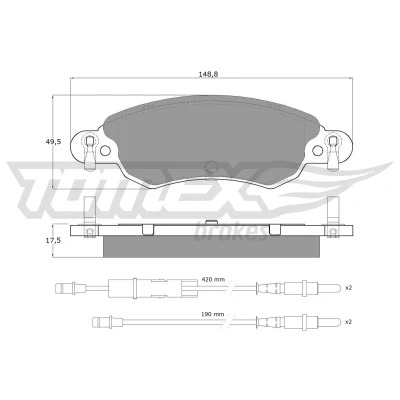 Bilde av TOMEX brakes TX 13 30 Bremseklosser framaksel inkl. slitasjevarselkontakt, med akustisk slitasjevarsel tilbehør CITROËN: C5 I Hatchback
