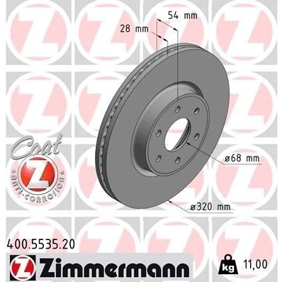 Bilde av ZIMMERMANN 400.5535.20 Bremseskiver 320 28 6/6 6 114 innvendig ventilert belagt MERCEDES BENZ: X Klasse