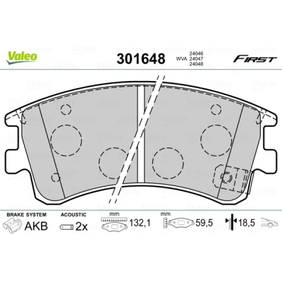 Bilde av VALEO 301648 Bremseklosser FIRST framaksel inkl. slitasjevarselkontakt uten antiskrike blikk MAZDA: 6 Sedan, Stasjonsvogn, Hatchback
