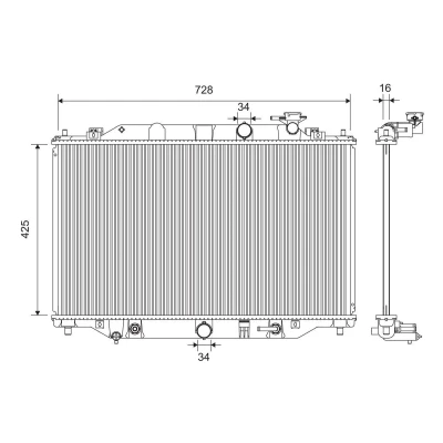 Bilde av VALEO 701392 Radiator Aluminium 425mm 728mm 16mm uten kjølemiddelregulator Kjøleribber loddet MAZDA: CX 5 I