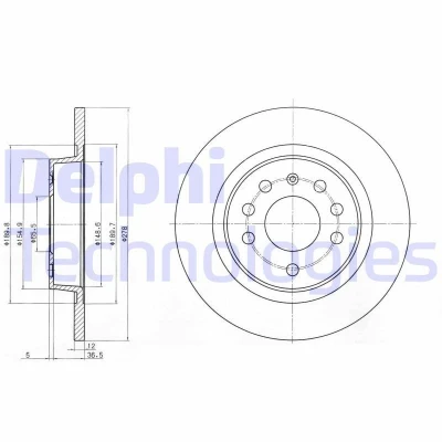 Bilde av DELPHI BG3731C Bremseskiver 278 12 5 fullt ut belagt ubehandlet uten hjullager, ABS sensorring SAAB: 9 3 Sedan, Stasjonsvogn, Cabrio