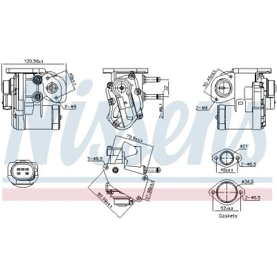 Bilde av NISSENS 98236 EGR Ventil uten kjøler VOLKSWAGEN: Passat B6 Variant, Touran I, Golf 5, AUDI: A3 Sportback, SKODA: Octavia 2 Combi