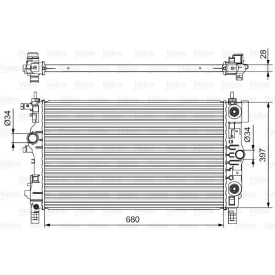 Bilde av VALEO 701541 Radiator Aluminium 397 680 28 uten kjølemiddelregulator Kjøleribber loddet