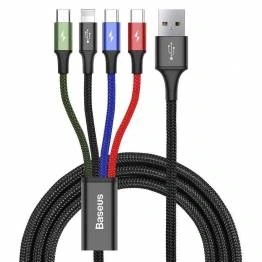 Bilde av Baseus 4 i 1 multiladerkabel USB Lightning, MicroUSB og 2x C