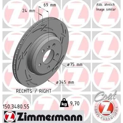 Bilde av ZIMMERMANN BLACK Z 150.3480.55 Bremseskiver 345 24 6/5 5 120 innvendig ventilert, med sliss belagt høy karbon BMW: Touring, Sedan, 7