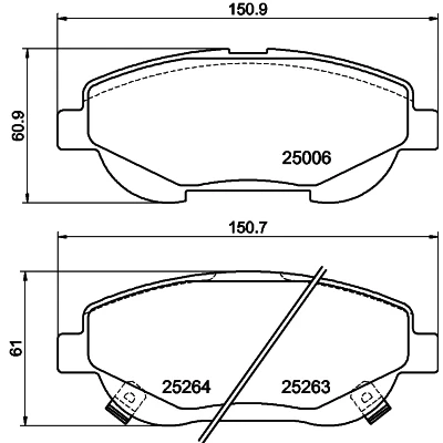 Bilde av HELLA 8DB 355 015 691 Bremseklosser med akustisk slitasjevarsel TOYOTA: Avensis III Stasjonsvogn, Verso, Sedan