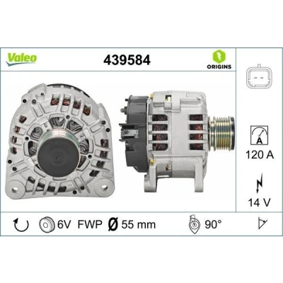 Bilde av VALEO 439584 Dynamo 14V 120A RENAULT: MEGANE 3 Grandtour, Kangoo I Express, CLIO 2