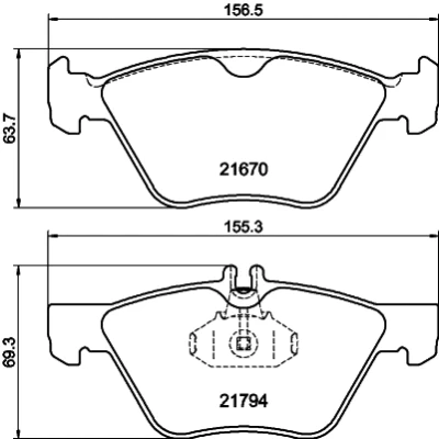Bilde av HELLA 8DB 355 007 861 Bremseklosser klargjort for slitasjeindikator MERCEDES BENZ: S Klasse Sedan, W124 E Sedan