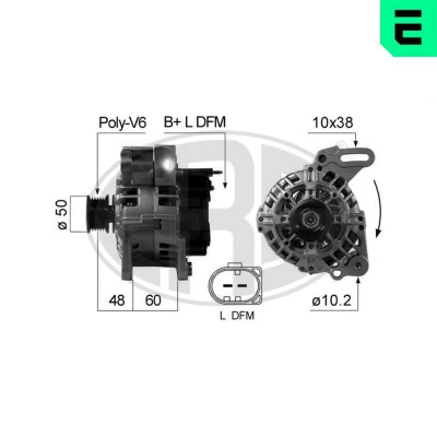 Bilde av ERA 210671A Dynamo 14V 70A VOLKSWAGEN: Polo IV Hatchback, SKODA: Roomster, Fabia I SEAT: Ibiza 3