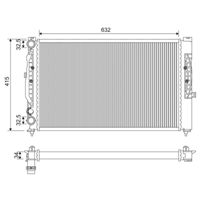 Bilde av VALEO 731537 Radiator Aluminium 632 415 34 med kjølemiddelregulator Kjøleribber satt sammen mekanisk VOLKSWAGEN: Passat B5 GP Stasjonsvogn