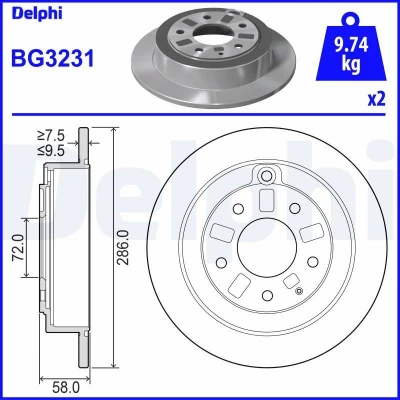 Bilde av DELPHI BG3231 Bremseskiver 286 10 5 fullt ut oljet ubehandlet uten hjullager, ABS sensorring