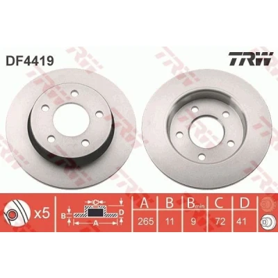 Bilde av TRW DF4419 Bremseskiver 265 11 5 114,3 fullt ut spraylakkert MAZDA: 5, 3 Hatchback, Sedan